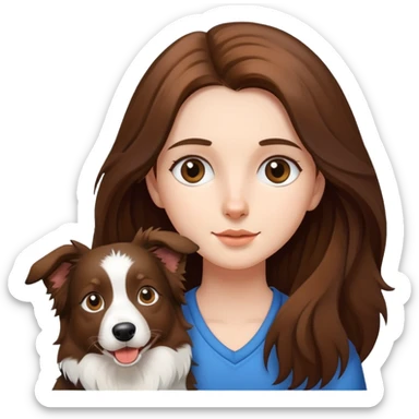 a  girl with long hair with a border collie sticker