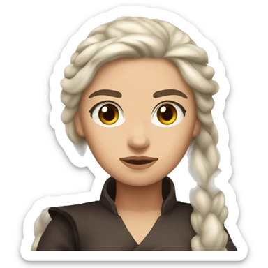 daenerys tan skin dark brown eyes long hair dark clothing serious sticker