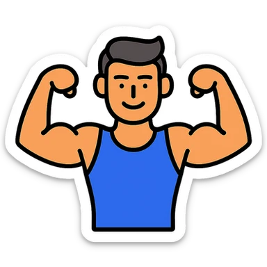  a very strong sportsman boasting his huge arm muscles sticker