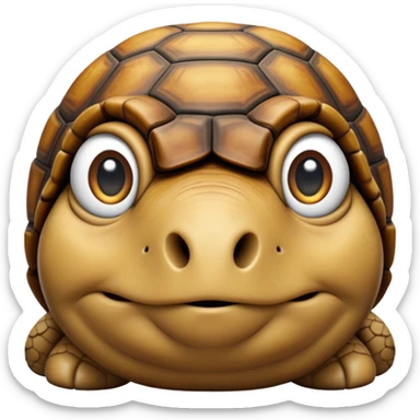 cinematic-tortoise-realistic--emoji,-sturdy-domed-shell-in-rich-earthy-tones,,-wrinkled-wise-face-peering-ahead-with-calm-determination,-cute large-eyes-reflecting-centuries of wisdom, zoomed into its face sticker