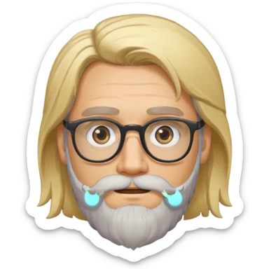 blond man with beard and spectacles and long hair sticker
