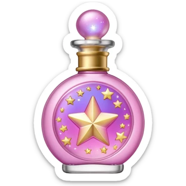 Create small pink perfume and Sol de janeiro inscriptions and small stars sticker