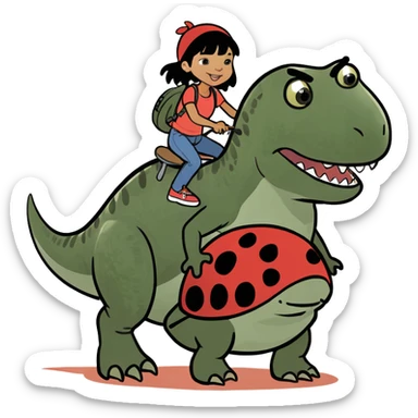 Ladybug riding a t-Rex  sticker