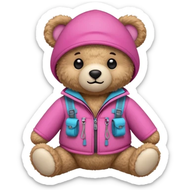  Teddy bear wearing pink camping sticker