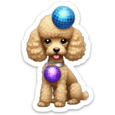 Poodle with dumbbell and disco ball sticker