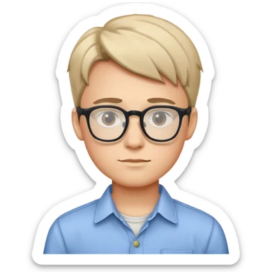 boy with glasses and casual shirt sticker