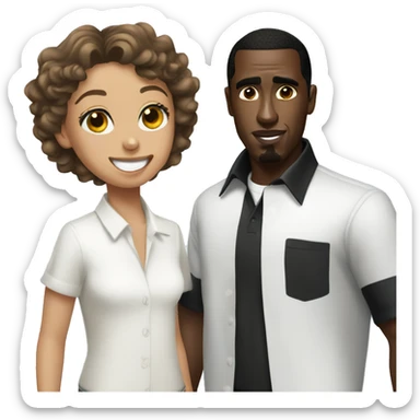 boy in white collared shirt with P diddy  sticker