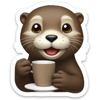 otter with coffee sticker