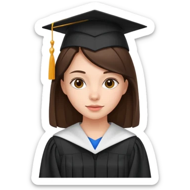 young brunette girl university graduate sticker