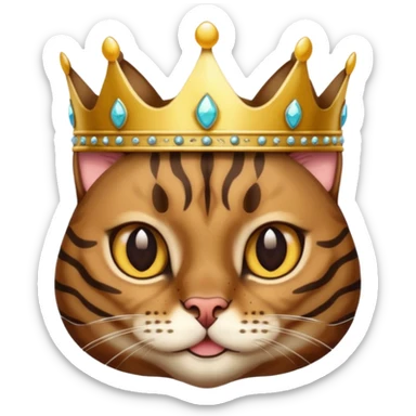 dark brown bengal cat with crown sticker