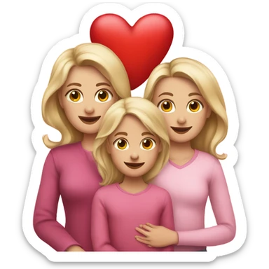 Blonde girl with her daughter and son on Valentine's day sticker