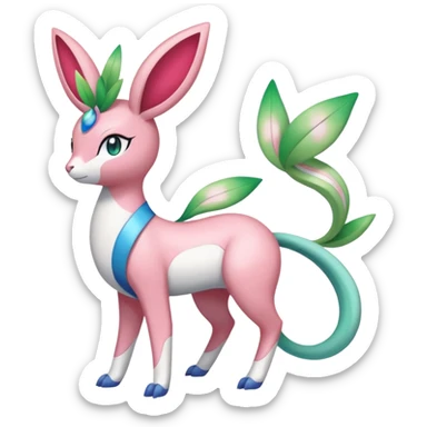 Shaymin-Sylveon-Meloetta-Cresselia-Milotic-Amaura-Pokémon-Fakémon-fusion, full body sticker