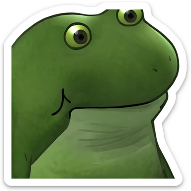 boneca, cute doll, green bufo frog meme style, simple, expressive, no text sticker