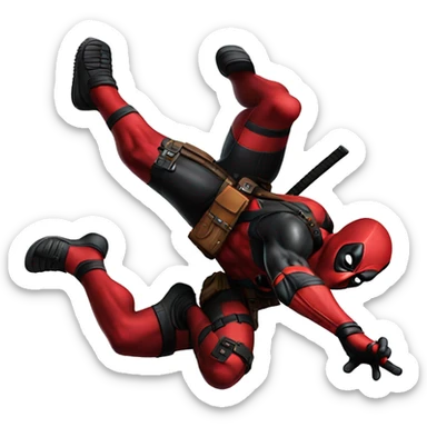 Deadpool doing a backflip sticker