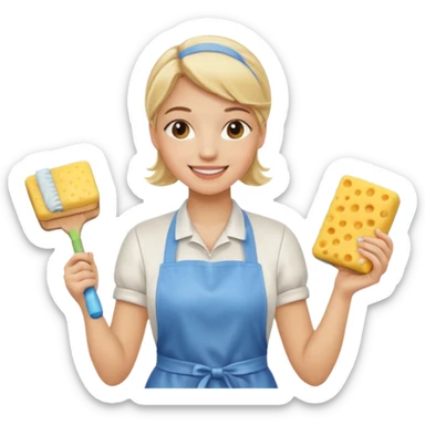 Blonde girl, cooking , cleaning  sticker