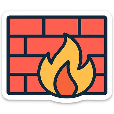 firewall icon, modern color outline style, clean and techy, for networking app sticker