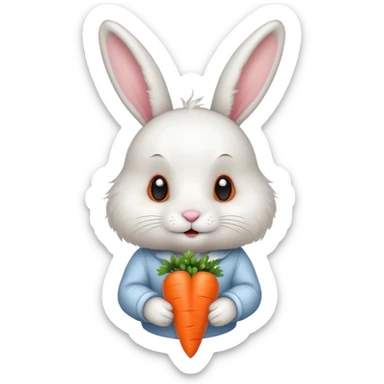 cute white bunny with a carrot sticker