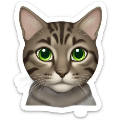 Dark brown tabby cat with Green eyes sticker