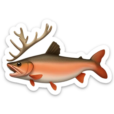 salmon with moose antlers sticker