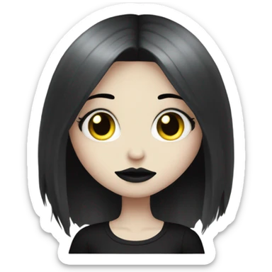  Pale Goth girl smiley face with long eyelashes and big lips and hands with long nails sticker
