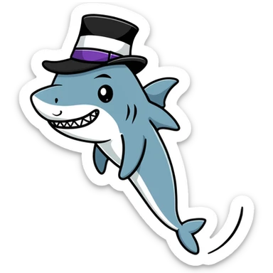 shark wearing a top hat sticker