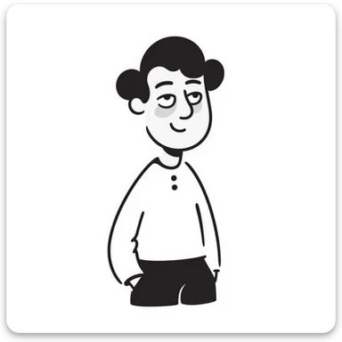 Simple drawing of a man with an unusually large forehead, cartoon character, male sticker