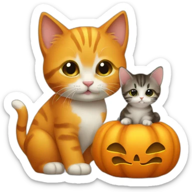a little pumpkin with a kitten sticker