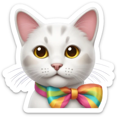 Cute cat wearing a bow sticker