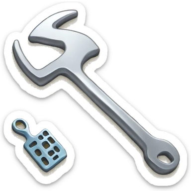 Gridded background with phone, and wrench and brush. sticker