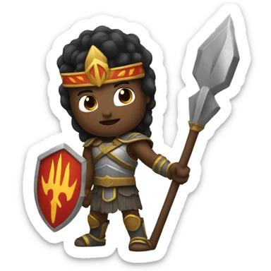 Warrior holding trident sticker