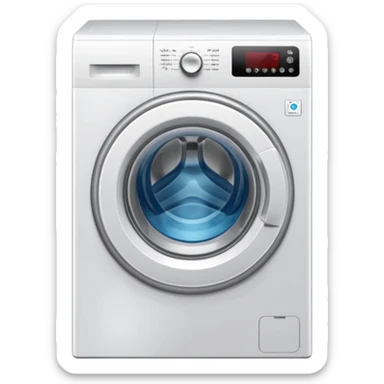 
washing machine mid-cycle with clothes tumbling inside sticker