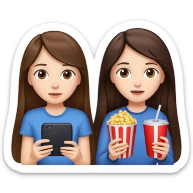brunette girls long hair watching movies together sticker