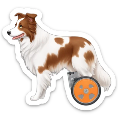 white and wheat red merle border collie with orange wheel chair sticker