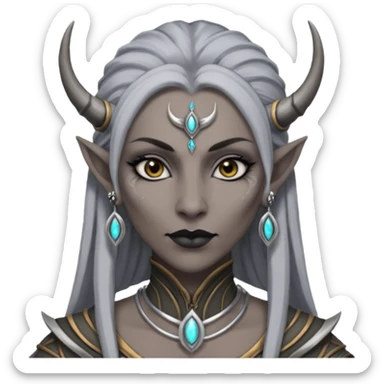 ESO female daedra, lashes and earrings, gray skin sticker