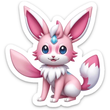 Sylveon-Skitty-Fakémon-hybrid-creature (full body)  sticker