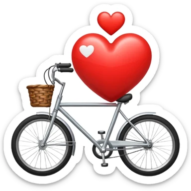 a heart emoji riding a bicycle sticker
