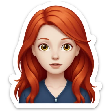 white girl with long red hair sticker