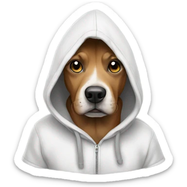Dog wearing hoodie sticker