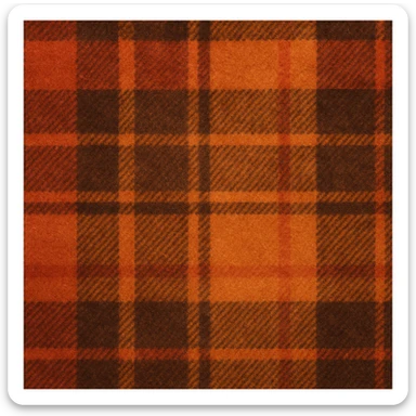 cozy autumn plaid pattern, flannel fabric texture, brown orange red, rustic fall background, soft textile look sticker