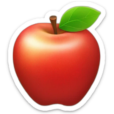 Apple red with green leaf, for an app logo sticker