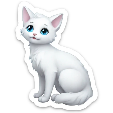 Cute gorgeous ethereal white fantasy animal with blue eyes sona with flowers and butterflies sticker