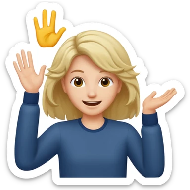 flicking hair emoji with hand sticker