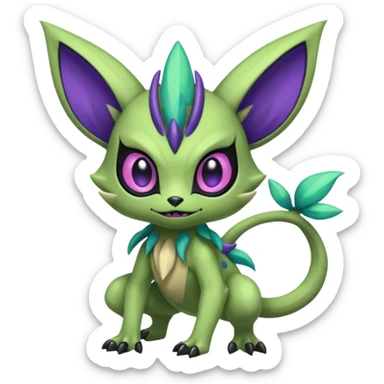 Colorful furry Exotic Meloetta-Sableye-Virizion-Venom-Stitch-Fakémon-creature-hybrid sticker
