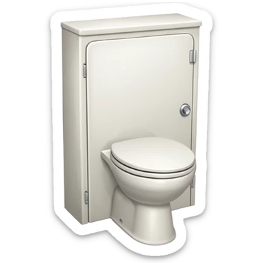 toilet with a door sticker