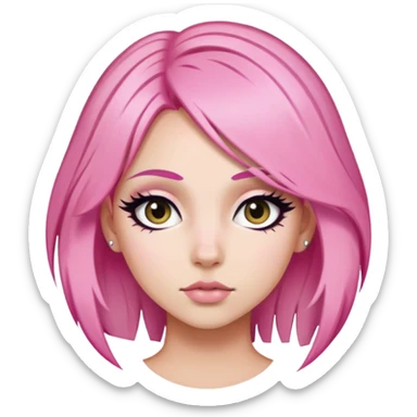 pretty pink hair baddie with eyeliner  sticker