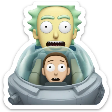 Rick and Morty flying in spaceship to citadel  sticker