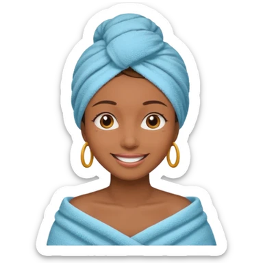 Mujer morena con en toalla en la cabeza sticker
