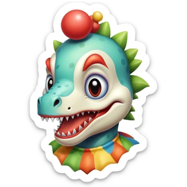 cute dinosaur clown sticker