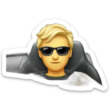 poutin in a sportive car sticker