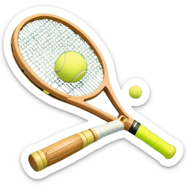 A detailed tennis racket resting on lush green grass beside a bright yellow tennis ball. The scene captures the essence of classic lawn tennis, with a crisp and clean background emphasizing the elegance and tradition of the sport sticker
